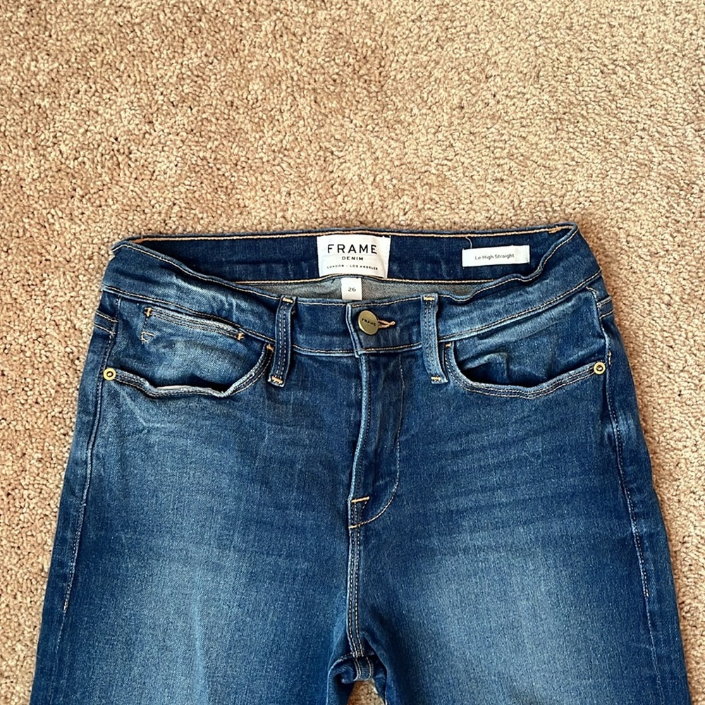 FRAME Le High Straight Fringe Hem Jeans - Picture 3 of 10